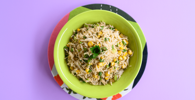 STEAMED BASMATI WITH SOY SAUCE, SWEETCORN AND SPRING ONION